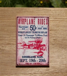 Aviación 3 1/8" x 2 1/8" imán de nevera más grande del mundo tri-motor biplano Kansas - Imagen 1 de 2