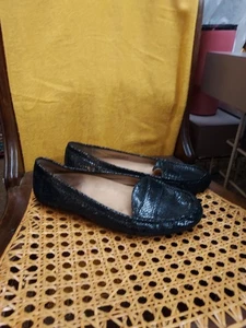 Vionic schwarz Leder Larrun Loafer Schlangenmuster Slipper Fußgewölbestütze 7,5 - Bild 1 von 7