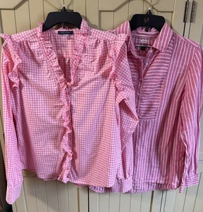 Tommy Hilfiger Classic Fit Button Up Shirts - Gingham / Paisley Wom M LOT of (2) - Picture 1 of 14