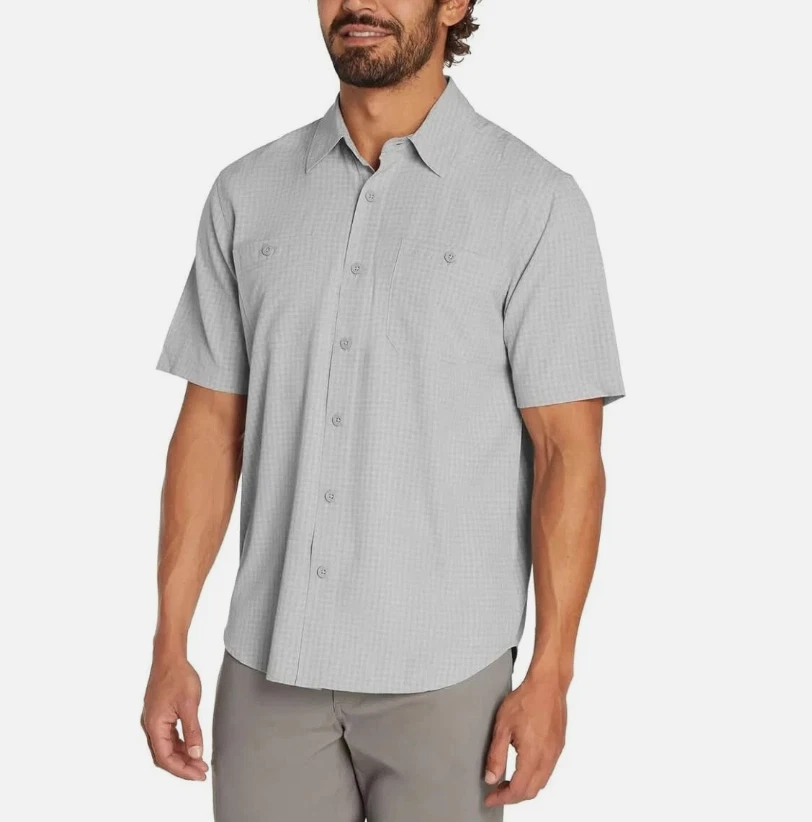 Orvis Shirt Mens XXL Gray Plaid Short Sleeve Tech Shirt UPF 30 Quick Dry