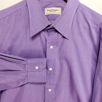 Винтажная мужская рубашка Paul Stuart на пуговицах L фиолетовый хлопок саржа США 90-е - Изображение 1 из 4