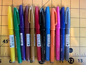 Pentel Fude Touch Brush Sign Pen - Set of 12 Original Colors - New - Picture 1 of 3