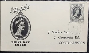 (GIL-203) Gilbert & Ellice Islands 1953 FDC Queen II 2d Krönung TARAWA pmk - Bild 1 von 2