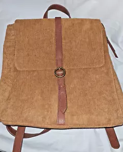 Maurices Chocolate Brown Corduroy Backpack 12 x 13" - Picture 1 of 6