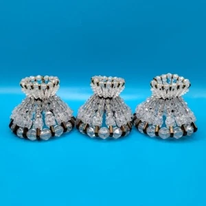 Handmade Beaded Safety Pins Mini Shades For Window Candles Clear Beads Brass - Picture 1 of 14