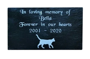 Pet Memorial personalisierte gravierte Schieferstein Grabstein Marker Plakette KATZE - Bild 1 von 1