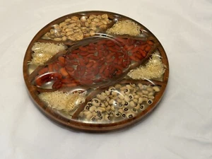 Vintage Lucite Acrylic Deviled Egg Plate 8 1/2” Beans Rice Thanksgiving 70s *765 - Picture 1 of 6