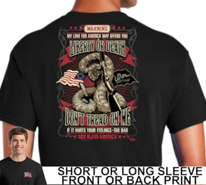Patriotic Give Me Liberty Or Give Me Death Don't Tread On Me Snake Men's T Shirt - Picture 1 of 11