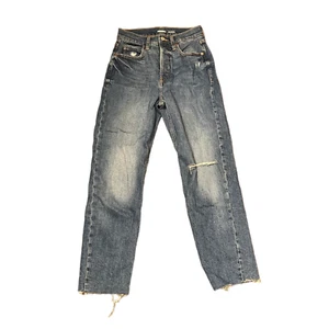 Old Navy Womens Sky-HI Straight Jeans Size 0 Extra High Rise Distressed 26X28 - Picture 1 of 7