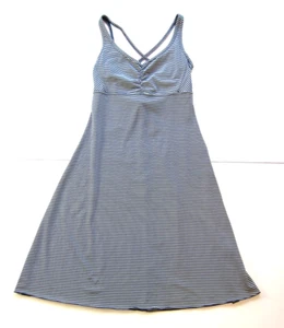 PrAna Grey White Stripe Stretch Built In Bra Active Tank Slip Dress Small - Picture 1 of 7