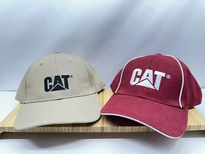Lot of 2 Caterpillar CAT Ball Caps Hats Adjustable Fit - Picture 1 of 11