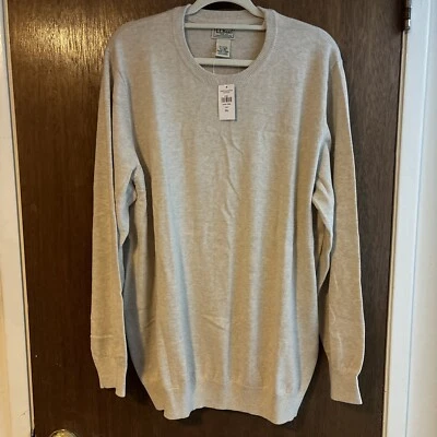 ll bean mens crewneck sweater cotton/cashmere blend sz xxl beige NWT  - Image 1 of 4
