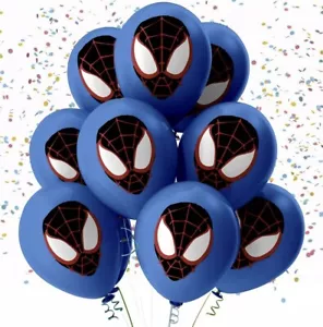 Palloncino festa di compleanno Spider-Man Super Hero Miles Morales 8 pezzi 12 pollici NUOVO - Foto 1 di 2