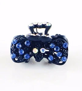 USA Metal HAIR CLAW Clip Rhinestone Crystal Hairpin Elegant Vintage Bow Blue 10 - Picture 1 of 7