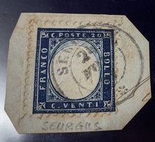 sardegna sardinia Italia 1862 20 cent. annullo d.c Seurgus  p.R1 rarissimo