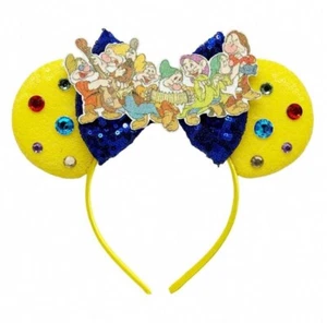 NEW Disney SEVEN DWARVES Ears Hat SNOW WHITE Mickey Headband JEWELS Bow DWARFS - Picture 1 of 5