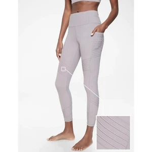 ATHLETA Leggings Moto Stash Pocket Lila Lavendel Stretch Pull On Gr. S Yoga - Bild 1 von 12