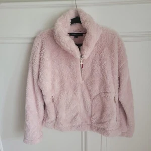 Tommy Hilfiger Women’s Size L Baby Pink Faux Fur Zip Pullover Jacket - Picture 1 of 14