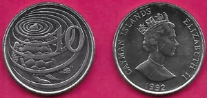 CAYMAN ISLANDS 10 CENT 1992 UNC GRÜNE SCHILDKRÖTE AUFTAUCHEN ERZEUGT WELLEN, DENOMIN - Bild 1 von 1