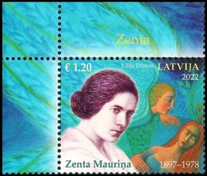 Latvia 2022 (23) Latvian writer and essayist Zenta Maurina - 125 (corner stamp) - Picture 1 of 1