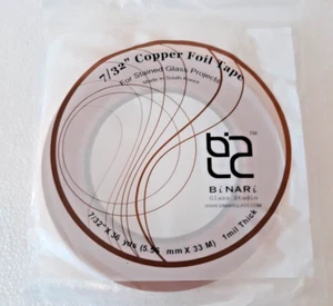 1 Roll COPPER BACK Copper Foil Tape 7/32 Stained Glass Supplies Binari - Picture 1 of 1