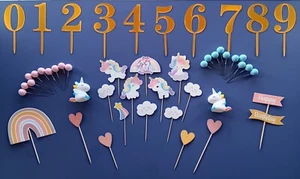 47 Pcs Unicorn Cake Topper Cloud Rainbow Balloon Cake Topper for Cake Decoration - Picture 1 of 1
