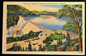 Tarjeta postal Norris Dam & Lake on Clinch River Tennessee TN PC 1930s Metropolitan - Imagen 1 de 1