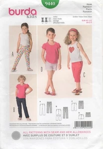 Burda Sewing Pattern 9440 Trousers Jeans Shorts Cropped Fitted Age 2 - 7 NEW - Picture 1 of 13