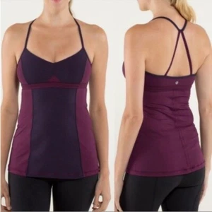 Camiseta sin mangas Lululemon Bend & Flow en ciruela Hyper Stripe talla 4 yoga atletismo - Imagen 1 de 9