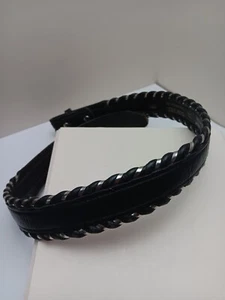 Vintage Dun Dee Black Full Grain Leather Woven Women's Belt Size 30 - 31 - Picture 1 of 7
