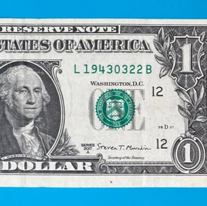 1943 March 22 (L 19430322 B) BIRTHDAY Note $1 One Dollar Bill - Picture 1 of 4