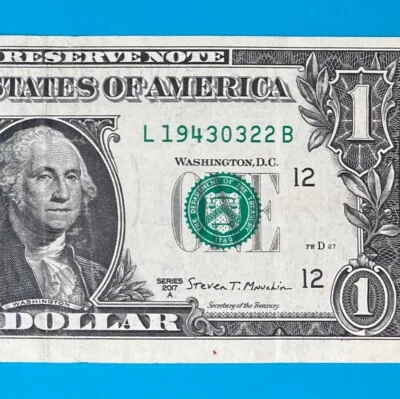 1943 March 22 (L 19430322 B) BIRTHDAY Note $1 One Dollar Bill - Image 1 of 4