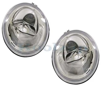 适用于 98-05 大众甲壳虫非涡轮前卤素车头灯前照灯带灯泡套装一对 — 第 1/4 张图片