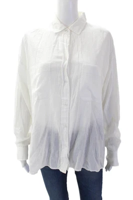 Женская хлопковая рубашка Vince с воротником и длинными рукавами на пуговицах белый размер L - Изображение 1 из 4
