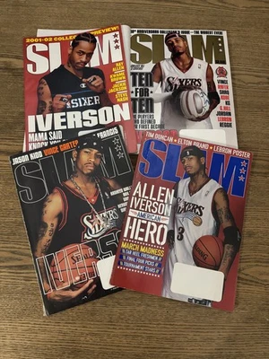 Lote de 4 carteles de revistas Allen Iverson SLAM Philadelphia 76ers Jordan HS Lebron Foto 1 de 4