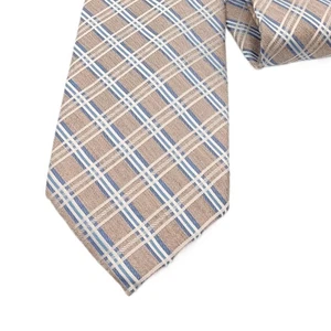 Corbata de seda Pronto Uomo platino para hombre 62,75” gris azul a cuadros moderna clásica nueva - Imagen 1 de 3