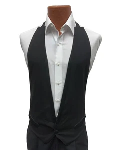 Men’s Black Open Back Tuxedo Vest – Size Cadet 34–36 | Lord West | 100% Wool - Picture 1 of 2
