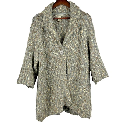 Cárdigan Susan Bristol Mujer 2X Mohair Mezcla Alpaca Chal Cuello Botón Neutro Foto 1 de 4