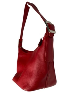 ILI New York Leather Purse Handbag Shoulder Cherry Red Silver Tone Hardware Soft - Picture 1 of 15