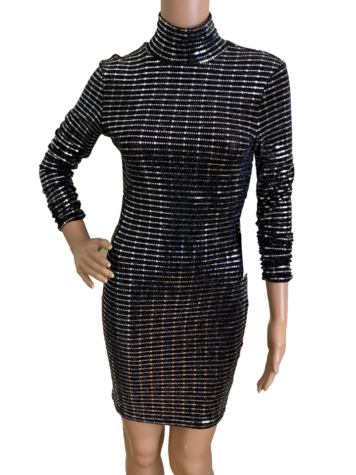 Vestido de cóctel para mujer talla 10, negro, bodycon, 20% metálico Foto 1 de 4