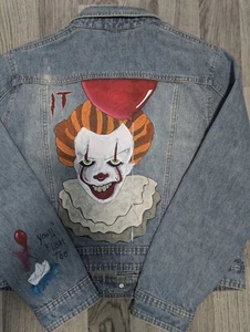 Penny-wise Hand Painted Denim Jacket - Picture 1 of 16