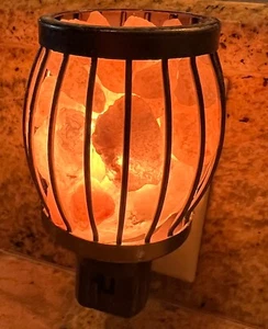 Himalayan Natural Pink Crystal Rock Salt Night Light Lamp Vtg - Picture 1 of 5