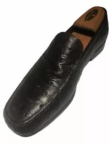 Distefano Men’s Dark Brown Genuine Ostrich Moccasin Loafers - Size 9.5/US 42.5EU - Picture 1 of 12