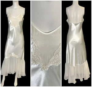 Vestido sin Mangas Victoria's Secret Etiqueta Dorada Satén Encaje S Marfil Gasa Camisón - Imagen 1 de 20