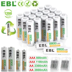 EBL Akkus AA 2800mAh / AAA 1100mAh NI-MH Akku Batterie / 8-Slot LED Ladegerät DE - Bild 1 von 22