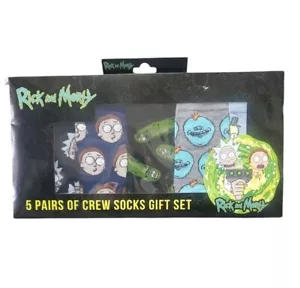 Rick & Morty Hipnotic Hats 5 paia di calze Crew set regalo scarpa taglia 6-12 nuove con scatola - Foto 1 di 3