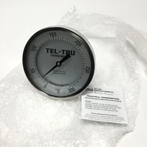 Tel-Tru GT-500R Bimetal Thermometer Ø5" Dial, 4" Stem, 0-300°C, 1/2" NPT - Picture 1 of 3