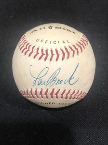 Lou Brock Signed Autograph Auto All Star Baseball HOF 1985 - St. Louis Cardinals - Picture 1 of 3