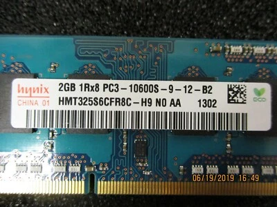 HYNIX - HMT325S6CFR8C-H9 - 2GB RAM DDR3 1Rx8 PC3 12800S SODIMM RAM - Image 1 of 3