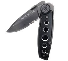 WINCHESTER Carbon Steel Serrated Single Blade Pocket Folding Knife